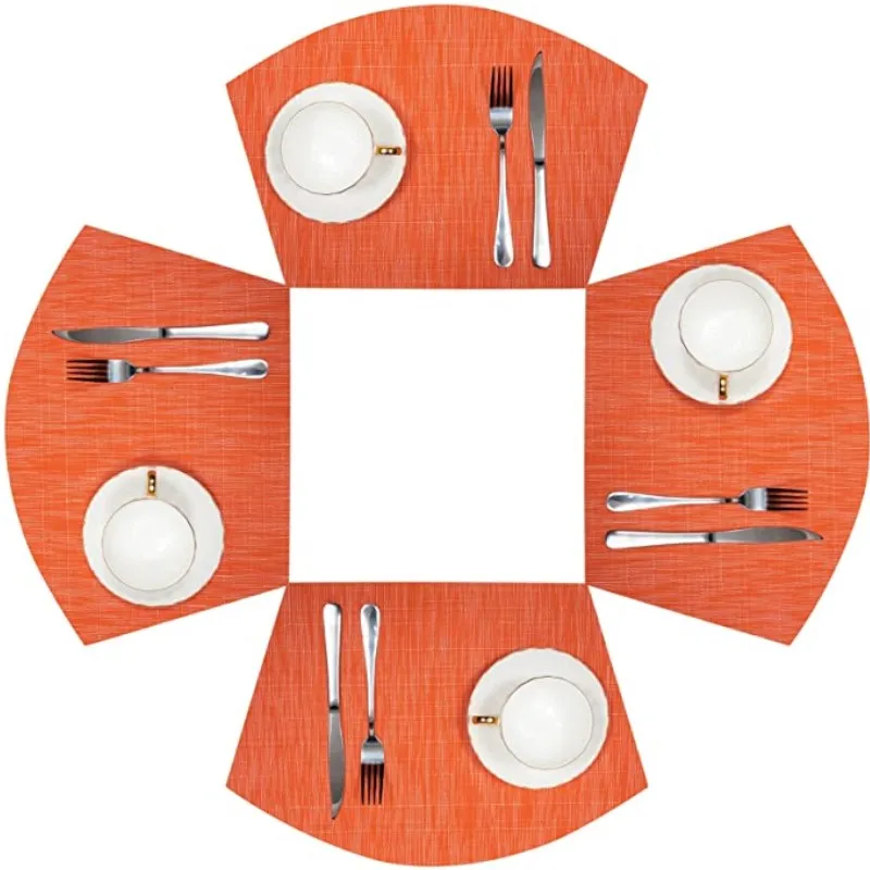 

1/4/6PCS Round Table Placemats Wedge PVC Placemats Heat Resistant Outdoor Indoor Table Mats Cafe Pad Food Mat Салфетки Orange