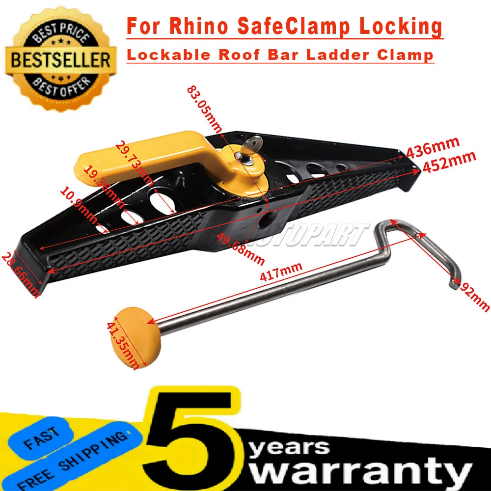 

1PC Fit For Rhino SafeClamp Locking Lockable Roof Bar Ladder Clamps Adjustable Roof Rack Safe Clamp