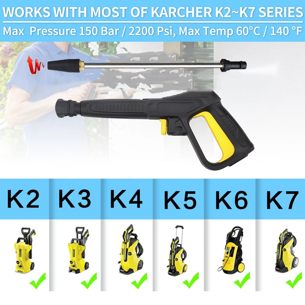 High Pressure Washer Water Gun Head 2600psi Car Washing Machine Nozzle Rotating Blaster Turbo Jet Nozzle for Karcher K2-K7