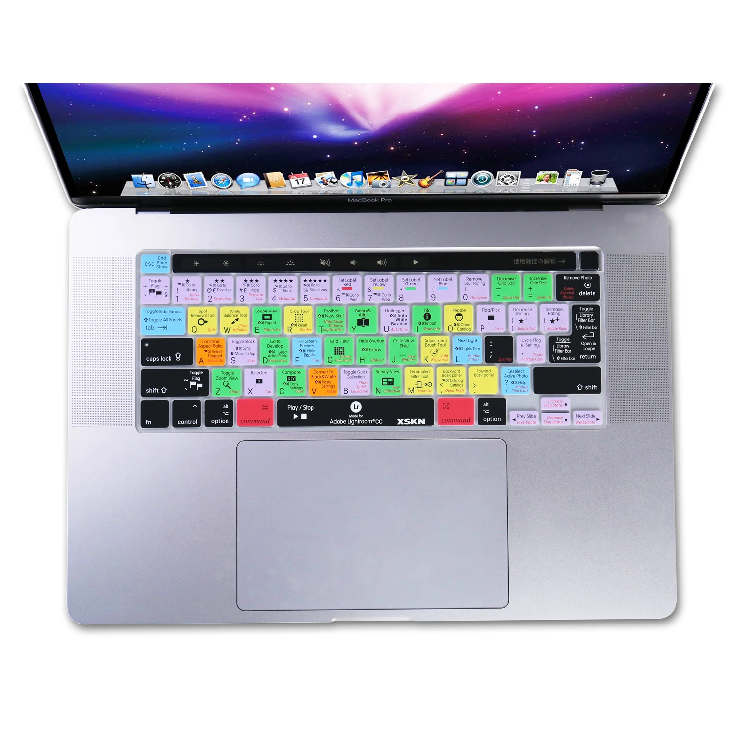 XSKN Lightroom Shortcut Keyboard Cover Skin for MacBook Pro 13.3 A2338 M2 M1 A2251 A2289/MacBook Pro 16 Inch A2141 Touch Bar  ﻿