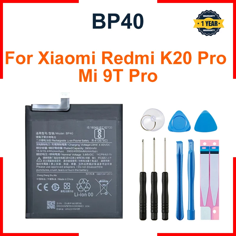 Replacement Battery BP41 BP40 For Xiaomi Redmi K20 Pro Mi 9T Pro Mi9T Redmi K20Pro Premium Genuine Battery 4000mAh