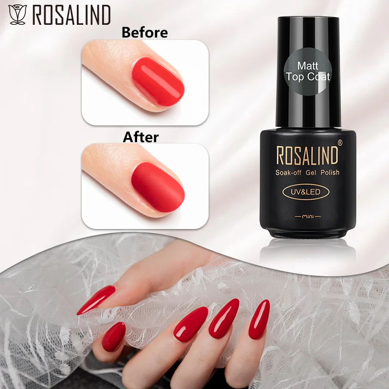 

ROSALIND Gel Polish Black Plastc Bottle Top Coat UV Lamp Gel Soak Off 7ml Long Lasting Nail Art Manicure Gel Lak Varnish Primer