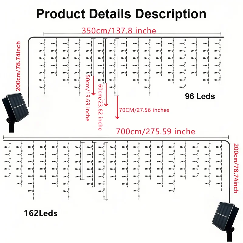 Solar Vorhang Eiszapfen Licht 5,5 M/9 MEaves Decor Outdoor Fee Lichterketten Hochzeit Party Weihnachten Treppen Dekor garten Girlanden