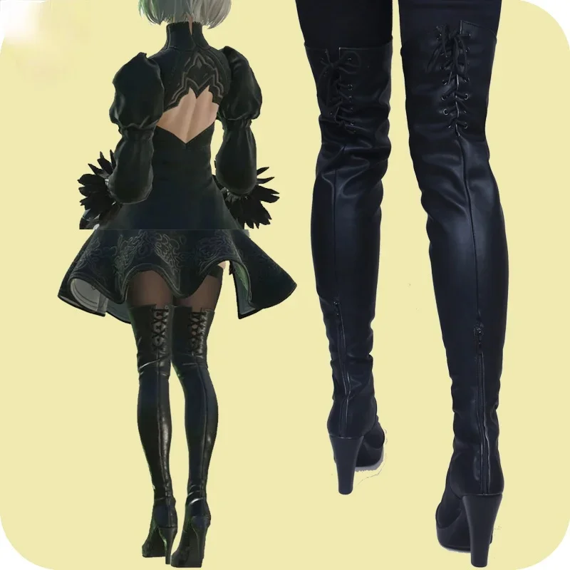 NieR:Automata  YoRHa No.2 Type B Anime Characters Shoe Cosplay Shoes Boots Party Costume Prop