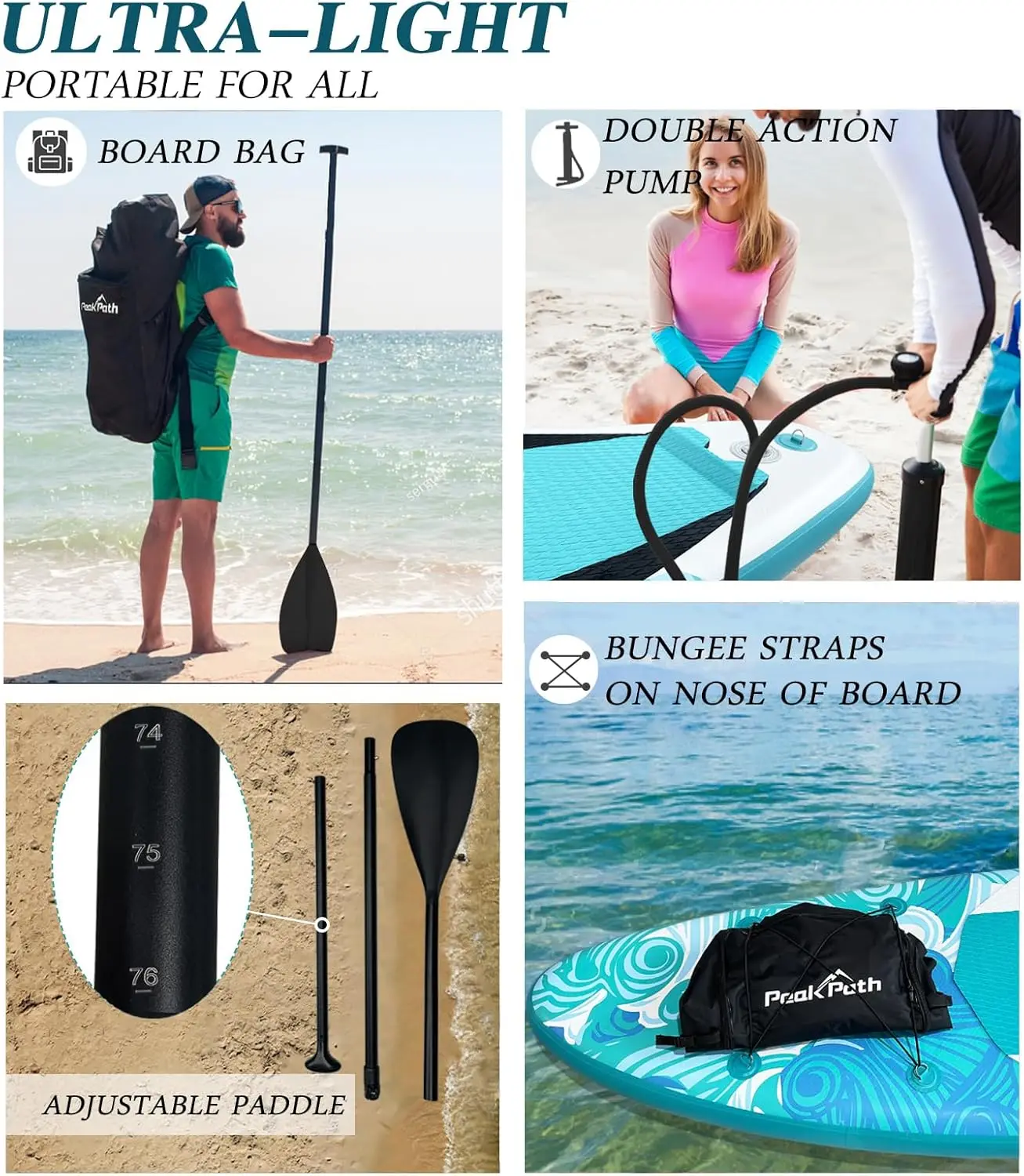 Inflável Stand Up Paddle Board, Premium SUP Acessórios e Saco, Bottom Fin para Paddle, Surf Control,Non-Slip Deck, 6 "Thick