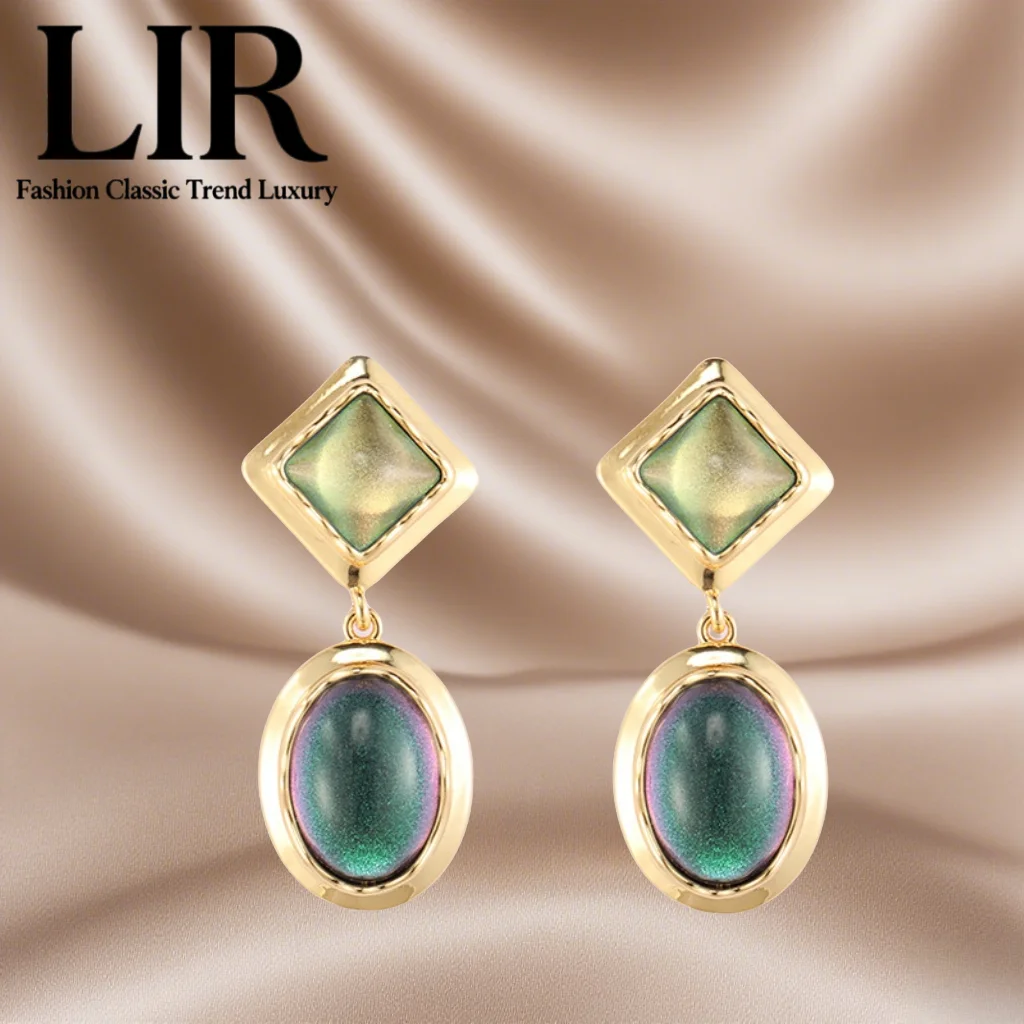 

LIR 2025 Trendy Earrings: Rhombus - Round Glass Splicing, Cosmic Iridescent, Magical Colors & Mysterious Beauty