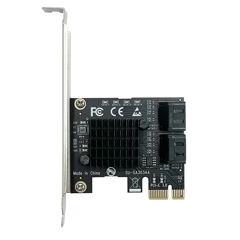 ZhenLoong – carte d'extension Riser, 4 ports SATA 3.0, connecteur de contrôleur vers PCI-E X1 6G 6Gbps adaptateur