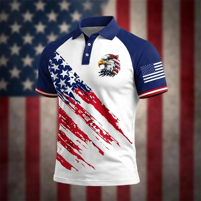 

250 Years Freedom America Design Golf Polo Shirt For Men's Clothes USA Retro Stars Stripe Flag 3D Printed Sports Polo Shirt 2026