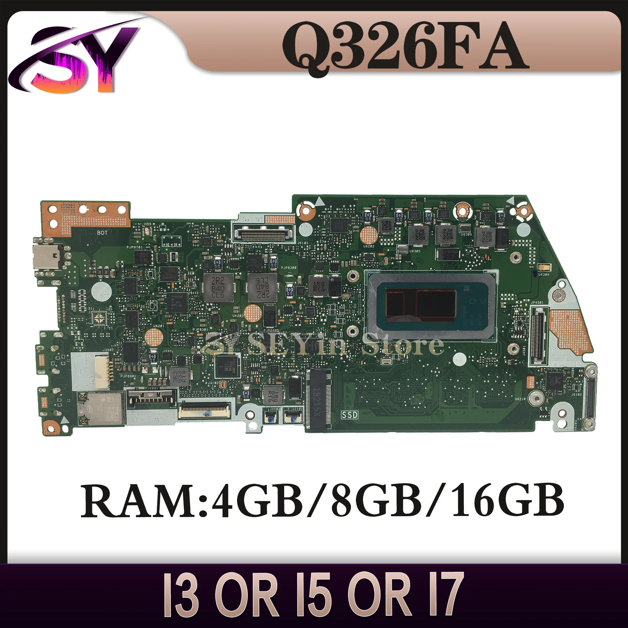 Mainboard UNTUK ASUS Q326 Q326F Q326FA UX362F UX362FA Motherboard Laptop i3 i5 i7 8th Gen 4GB/8GB/16GB-RAM