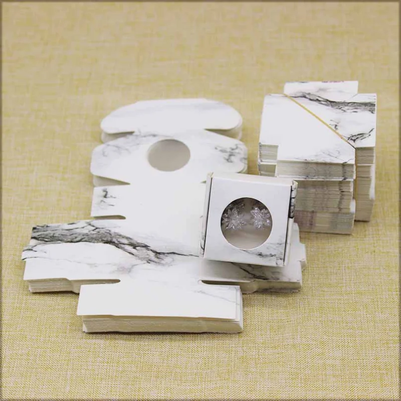 كرافت ورقة اليدوية والمجوهرات مجموعة التعبئة يعرض صناديق البني قلادة و القرط هدية صناديق 4*4*2.5 سنتيمتر