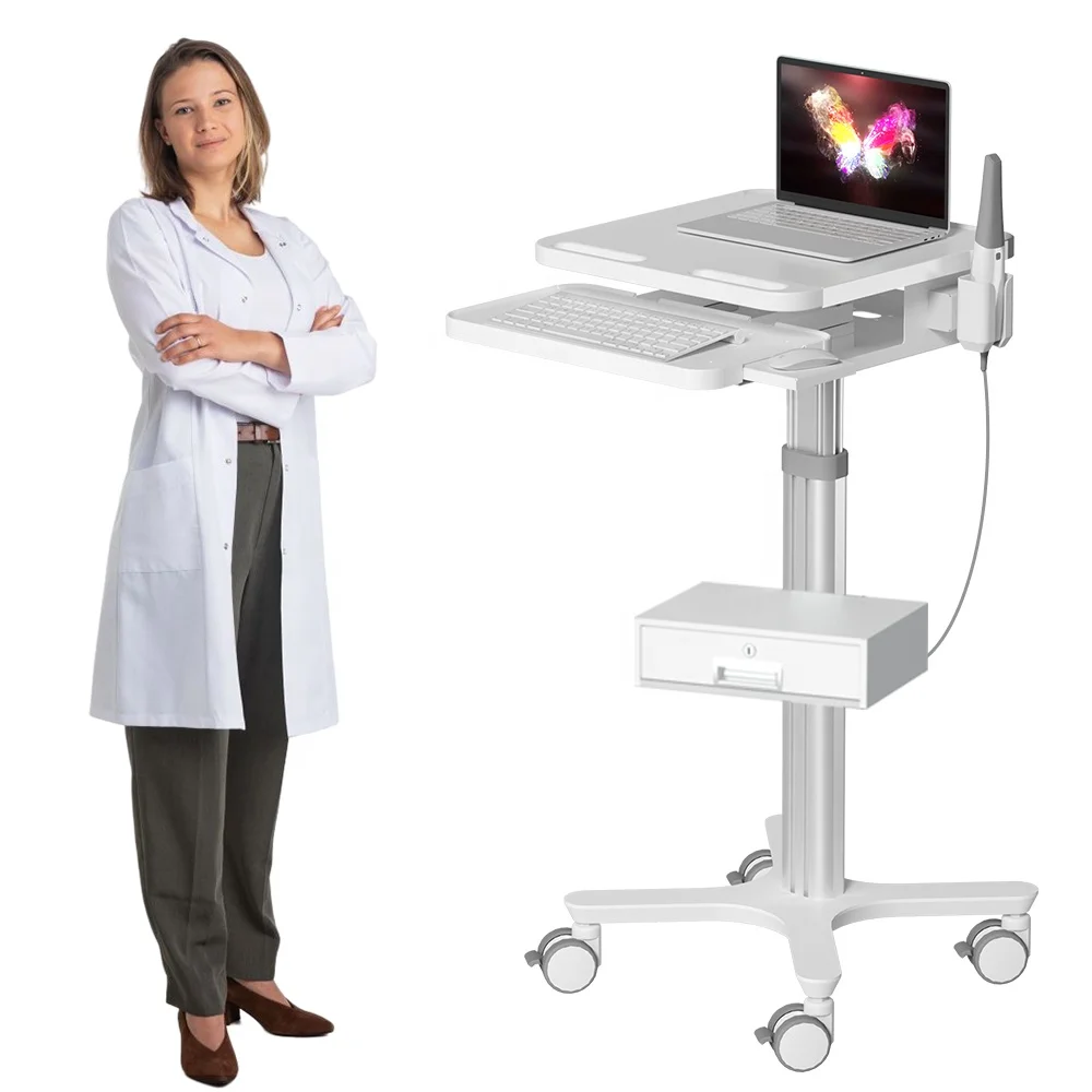 Carro de enfermería móvil para ordenador portátil, escáner Oral de clínica hospitalaria de aleación de aluminio de aviación de plástico ABS