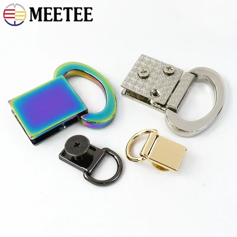 Meetee 5/10/20Pcs Bag Strap D Ring Side Cilp Metal Buckle Chain Handbag Connector Rivet Clasp Screw Snap Hook Hardware Sewing