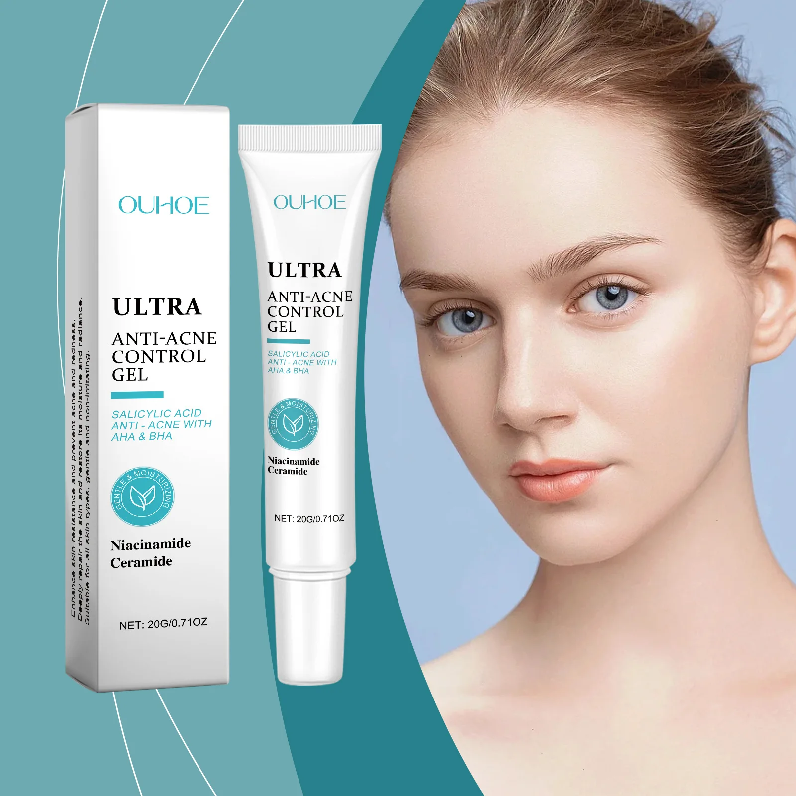 

OUHOE Niacinamide Acne Cleansing Moisturizing Gel, Gentle Cleansing, Reducing Oil, Fading Acne Facial Gel