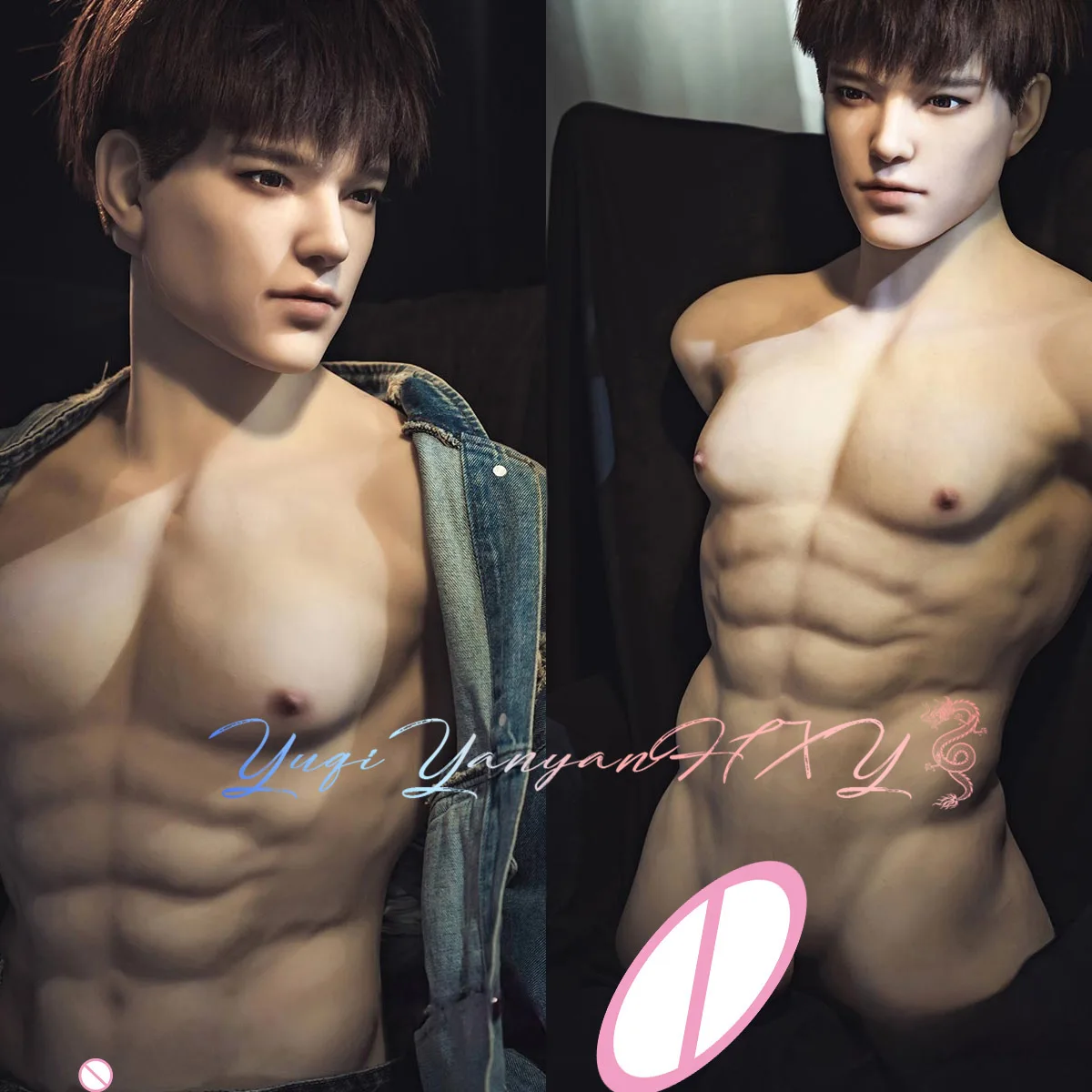 金属骨格、筋肉質の男性、硬いペニス、男性の偽胸筋と偽腹筋を備えた最高のカスタムメイド人形