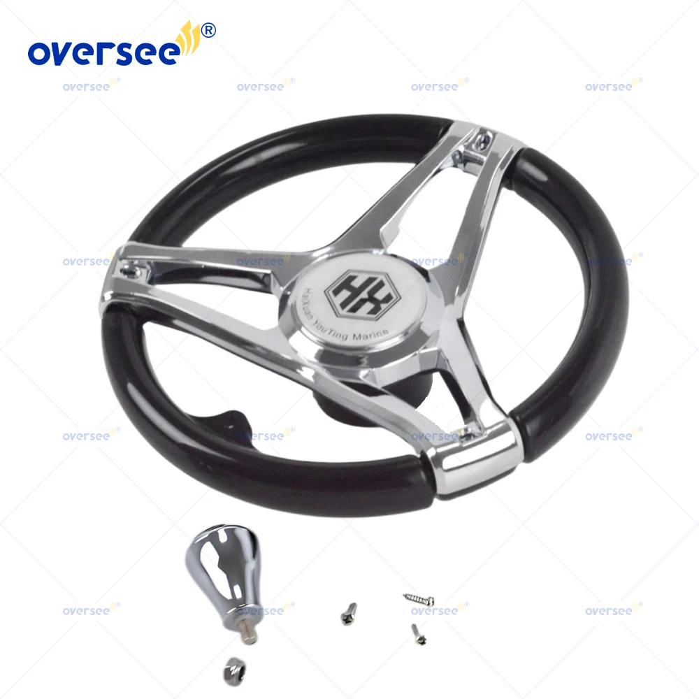 Marine Stainless Steel Steering Wheel for Boats, Yachts, Pontoon Boats Outboard Black