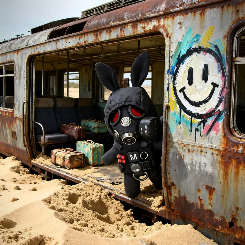 

Steam Elf Gas Mask Bunny Keychain Black Military Style Premium Novelty Collectible Doll Backpack Pendant For Car Bag Decoration