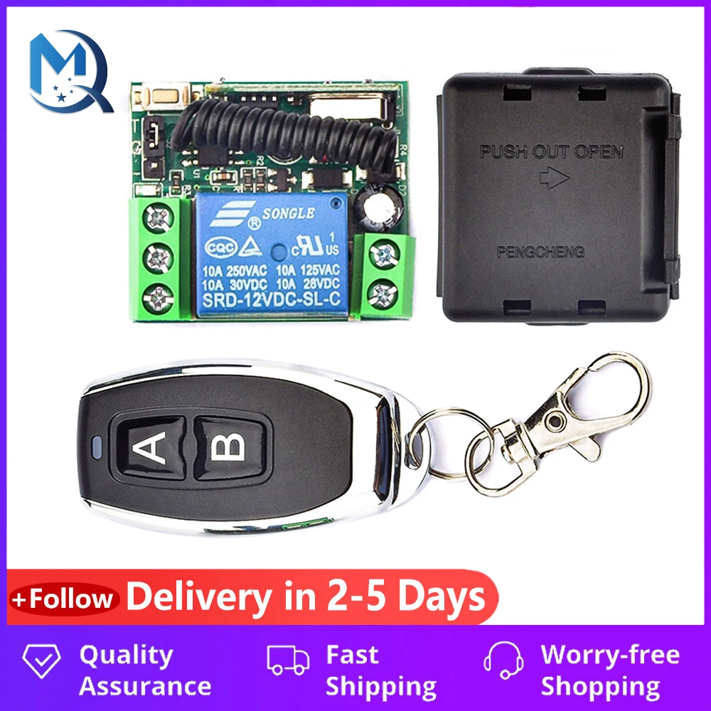 Quente dc12v 10a relé 1 ch sem fio rf interruptor de controle remoto transmissor com módulo receptor 433mhz led controle remoto