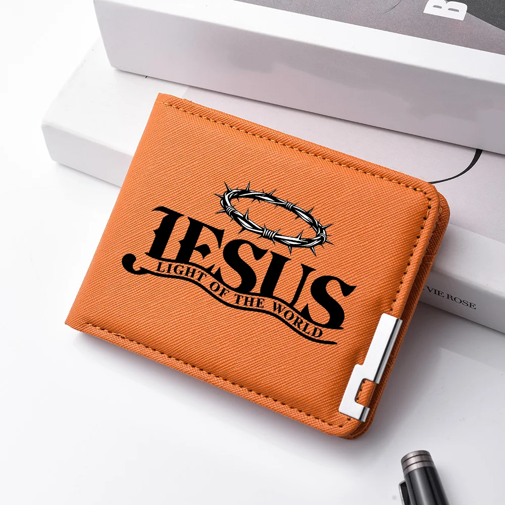 Jesus Crown of Thorns Print Canvas Wallet Men Lightweight Short Bifold Purse Multi Card Slots Casual Daily Use Male Wallet