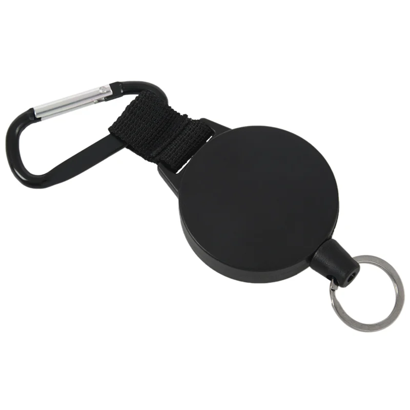 【NEW】5X Heavy Duty Retractable Key Chain & Badge Reel Holder Carabiner Clip - Swivel-Back Extractable