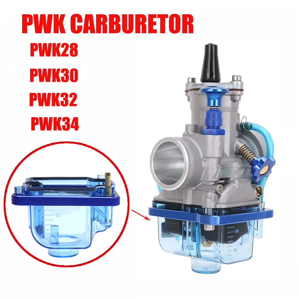 Universal Motorcycle  Keihin Carburetor Replacement Koso OKO PWK 24 26 28 30 32 34 mm 2T 4T Blue Transparent Cover Bowl