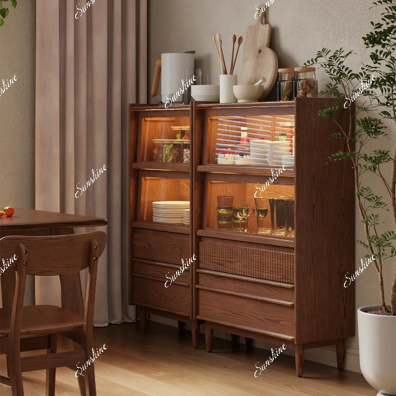 Solid wood wall integrated locker kitchen small apartment storage locker