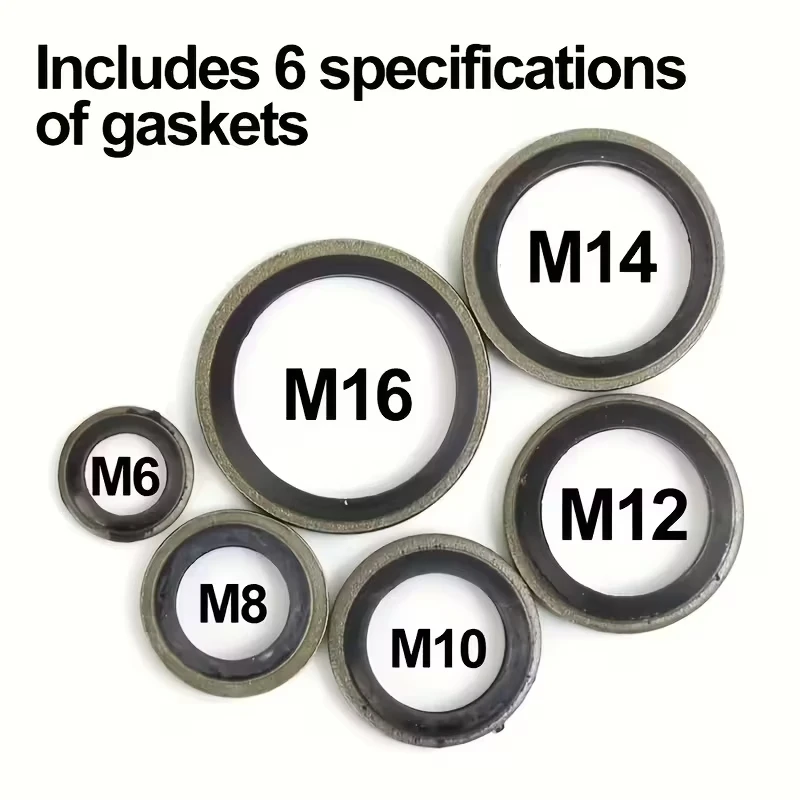 115-Piece High-Pressure Hydraulic Rubber Oil Pipe Gasket Set, Including NBR Metal Seal Rings and Rubber Gaskets