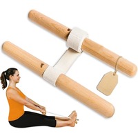 Wooden Handle Portable Resistance Band Stretching Stick Adjustable Strap Yoga Fitness Rally Gymnastics Exercise for Home Gym