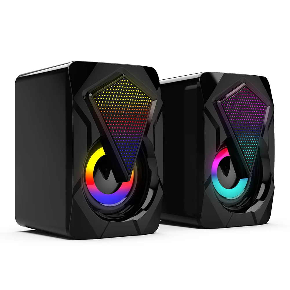 X2 USB Powered Computer Speakers 3Wx2 Multimedia Bass Speakers with RGB Light