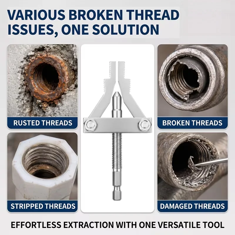 Universal Broken Pipe Extractor for Hex Shank Power Drill Faucet Valve Stuck Insert Remover 1/2″ 3/4″ 1″ Plumbing Repair Tool
