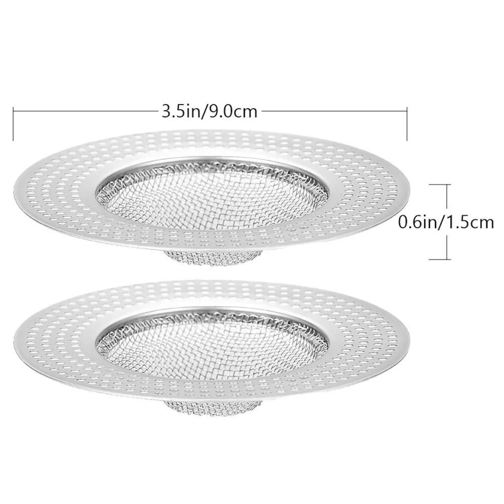 2Pcs Stainless Steel Shower Floor Drain Strainer Hair Catcher Rustproof Bathroom Kitchen Sink Mesh Cover Protector