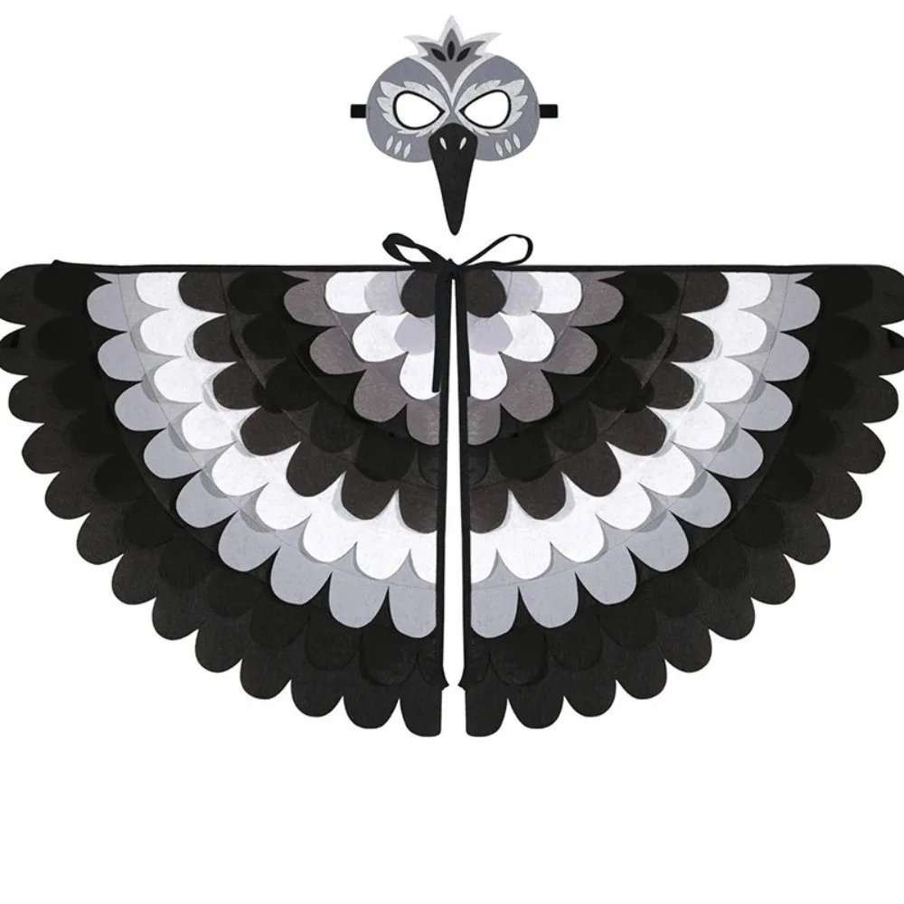 Creative Felt Cloth Halloween Cloak with Mask Bird Wings Owl Halloween Children Costume Robe Cosplay Cape Mask Set Costume Ball