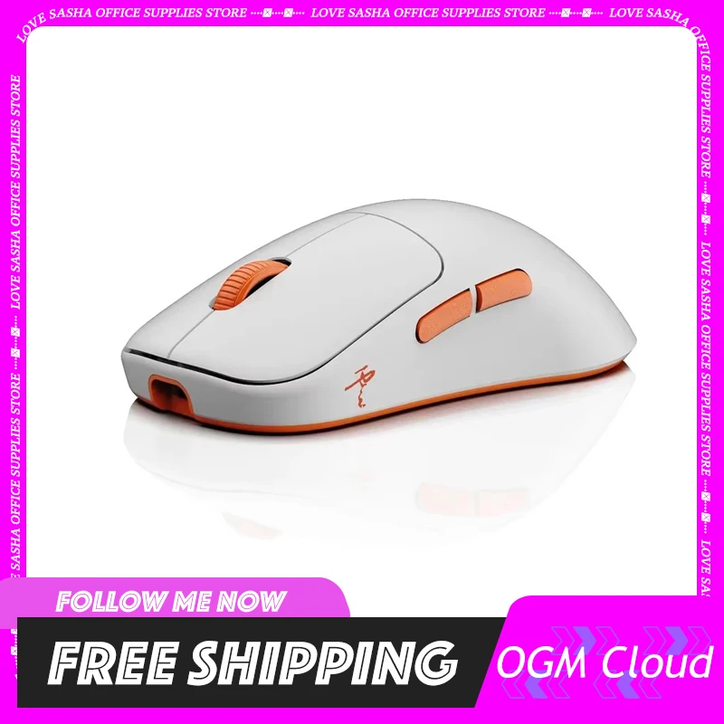 

Двухрежимная мышь Waizowl OGM Cloud 2,4 г, беспроводная игровая мышь Paw3395, аксессуар для киберспорта, красный/белый для компьютера, подарок