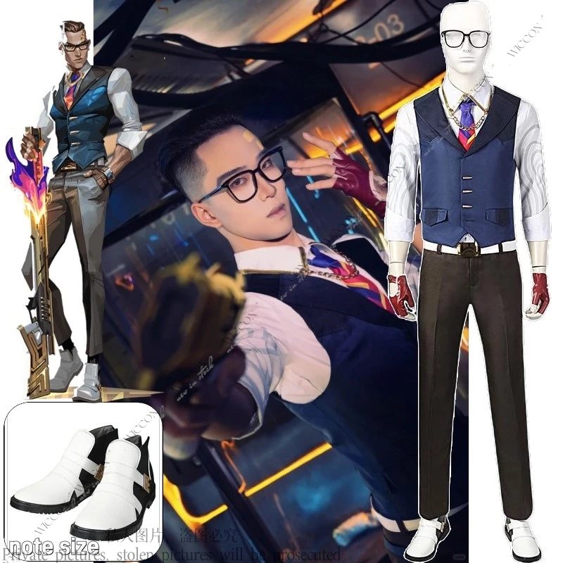 Chamber Game Valorant Cosplay Costume Vest Pants Necktie Gloves Male Female Outfits for Halloween Carnival Suit Shoes Role Play