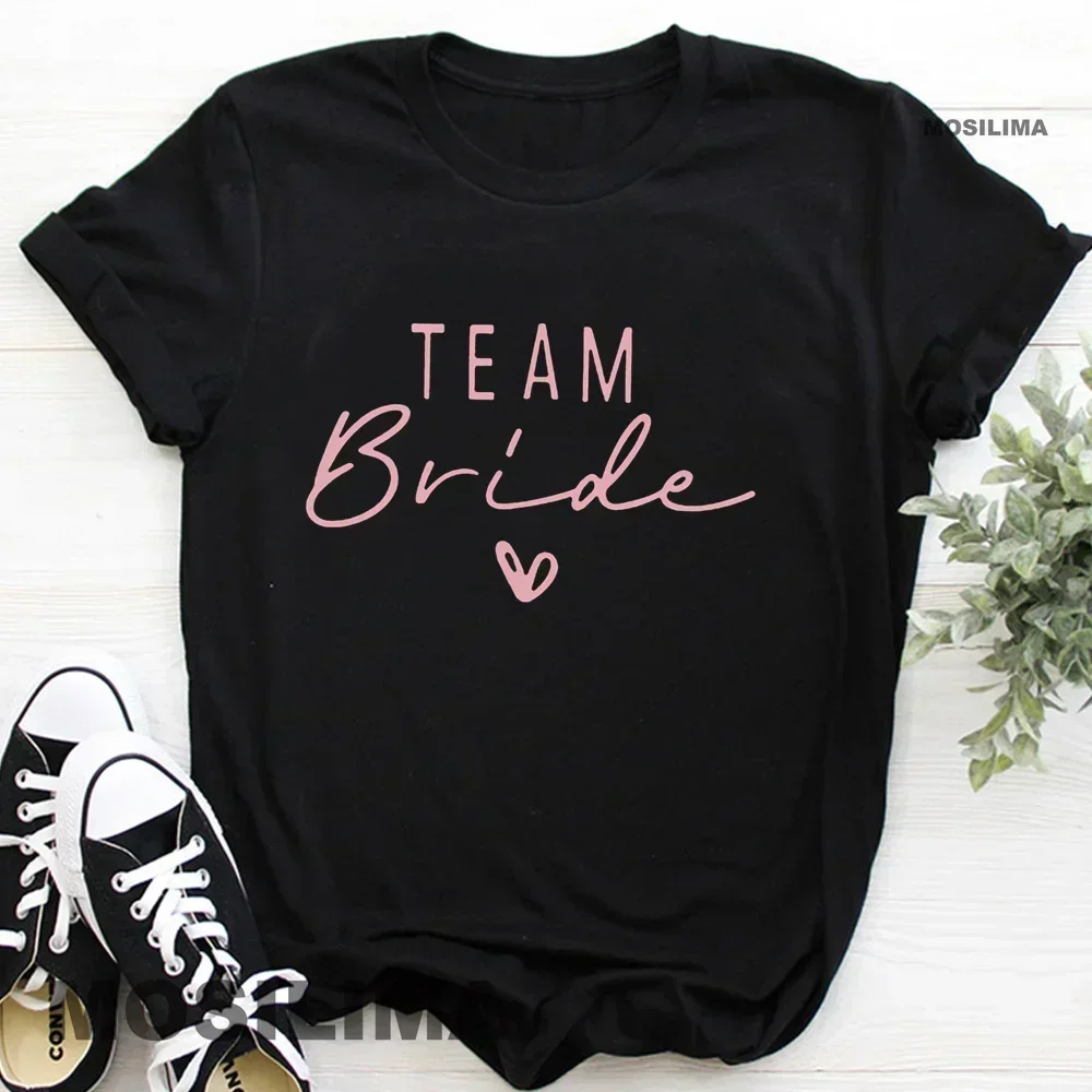 Women T Shirt Team Bride Bachelorette Party Shower Hen Party Bridesmaid Print T-Shirt 2025 Girls Wedding Female Polyester Tops