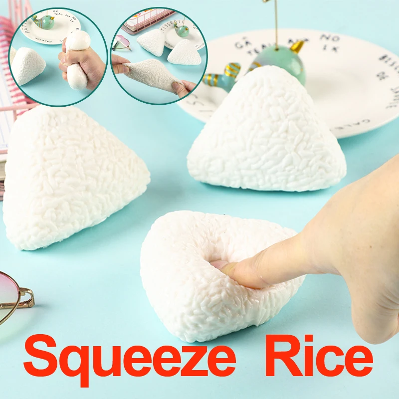 

2Pcs Creative Anti-Stress Toy Triangle Rice Sushi Squeeze Fidget Toys Squishy Play Pranks For Kids Adults Gift New Style J203