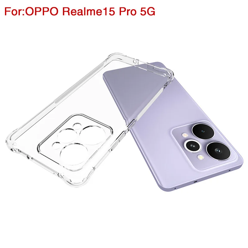 وسادة هوائية لينة سيليكون الغطاء الخلفي ل ممن لهم Realme 15 برو 5G شفافة بولي TPU الوفير للصدمات غطاء الهاتف ل ممن لهم Realme 15 5G
