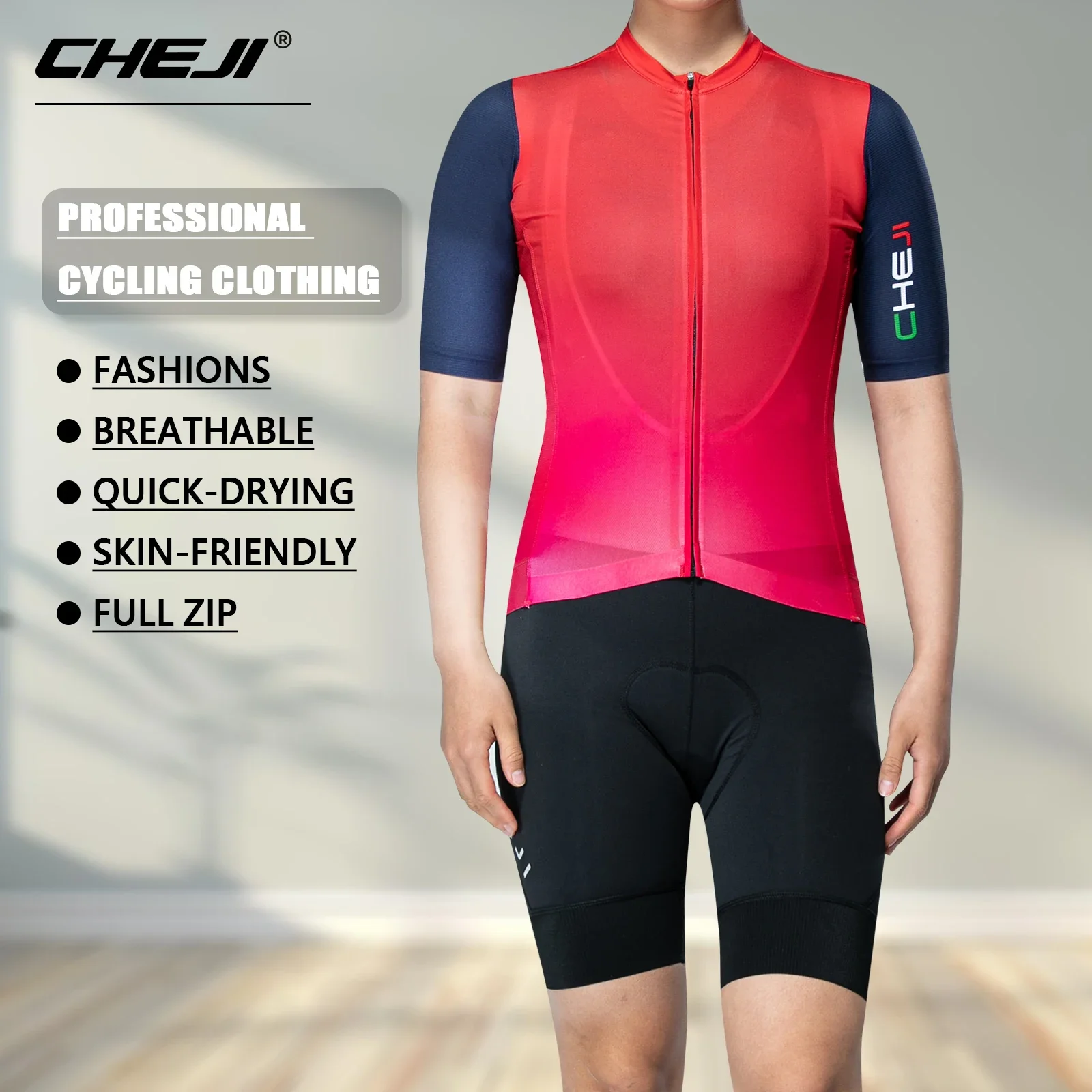 

CHEJI Cycling Jerseys 2024 Summer Bicicletas Bike Specialized Women's Clothing Short-sleeved Tops Quick-drying Breathable New