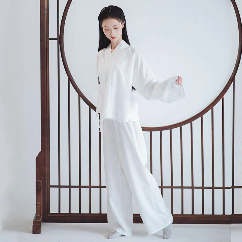 Traje tradicional chino Hanfu, tops y pantalones para mujer y hombre, ropa interior para dormir, trajes blancos, negros y rojos, ropa interior para dormir de la dinastía Ming