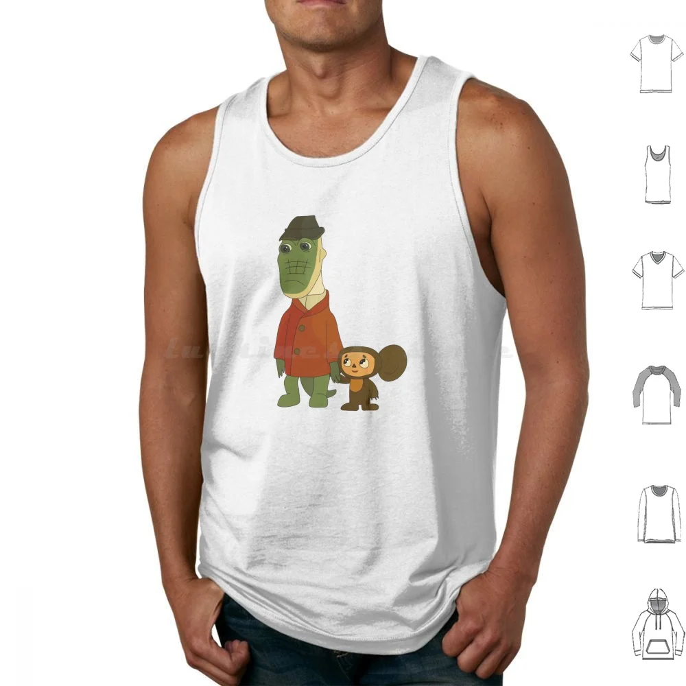 Camisetas sin mangas Cheburashka y Gena, chaleco sin mangas, Cheburashka, cocodrilo, Gena, dibujos animados rusos, nostalgia rusa, infancia