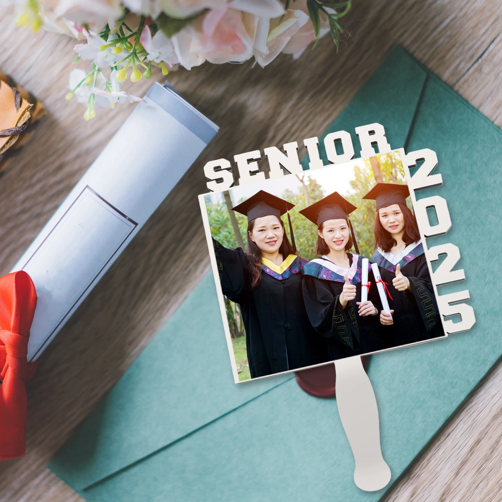 

Graduation Gift Fan Sublimation Photo Frame Double Sided Printing Heat Transfer Blank Picture Frame Party Supplies