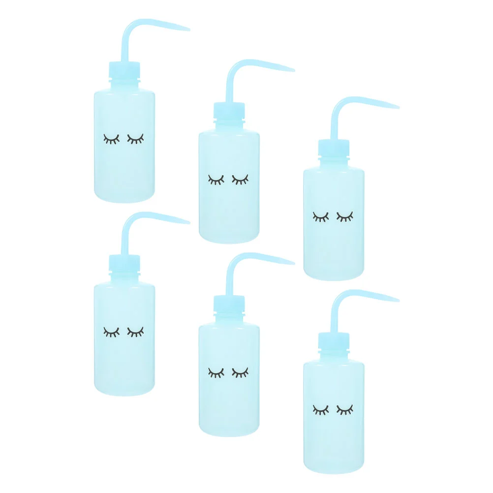 

6 Pcs Washing Bottle with Eyelashes Bottles Tattoo Squeeze Cleaning Tech Supplies Empty Plastic Plants Watering Grafting Woman