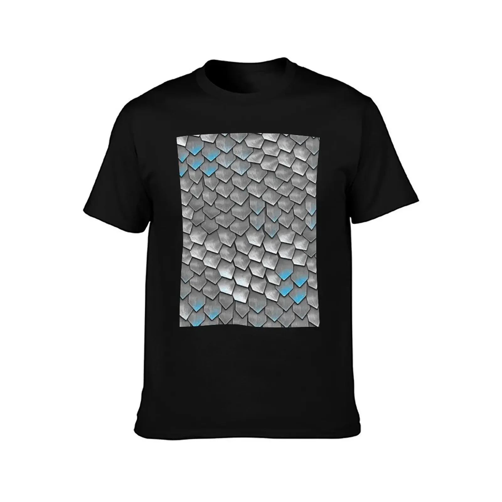 Silver and Blue Holographic Dragon Armor Scales T-Shirt heavyweights blacks plain sweat shirts, men