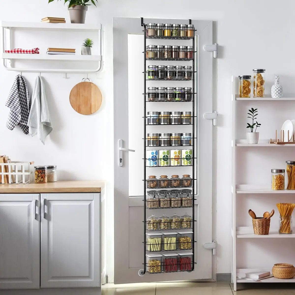 12th floor heavy-duty metal door storage rack for food storage room