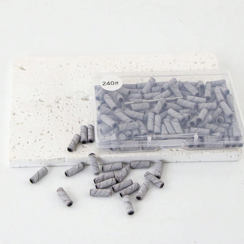 ネイルドリル用サンディングバンド50個、マンドレルビットセット2個付き、ジェルマニキュアとペディキュア用