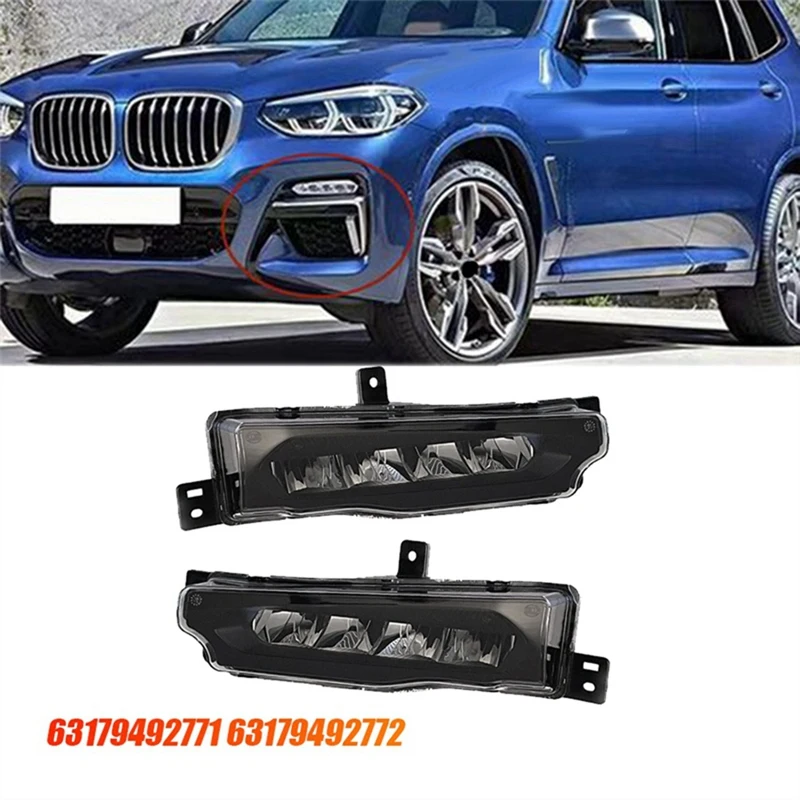 Front Bumper LED Fog Light Daytime Running Lamp For BMW X3 G01 F97 X4 G02 2017-2021 DRL Fog Lamp