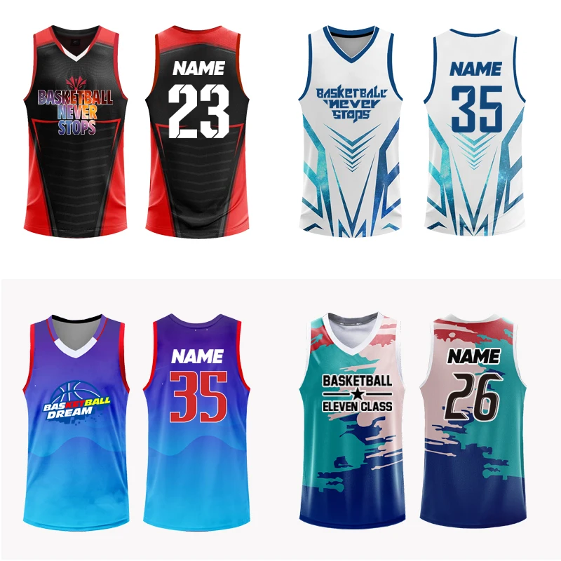 Wholesale Custom Sublimated Men Blank Basketball Jersey Set Breathable Basketball Uniform Mesh Fabric Basketball Shirt