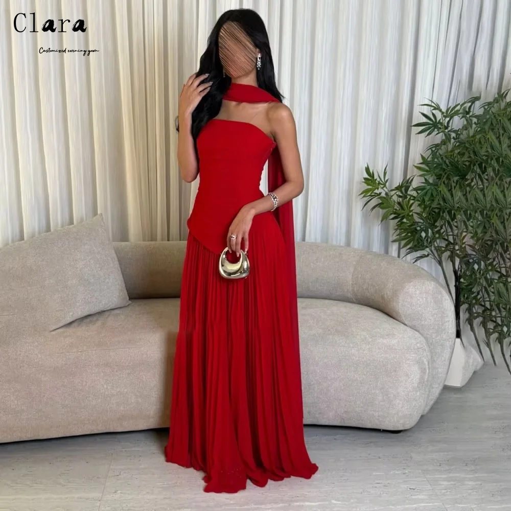 クララカスタムレッドフィッシュテールストラップレスチューブトップラグジュアリーエレガントパーティードレスウェディングウーマンボールガウンドレスウィメンズプロムドレス