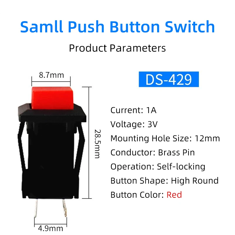 10 قطعة/الوحدة مفتاح بـزر دفع صغير DS-211 الجولة 6/10/12/16 مللي متر الذاتي قفل 213 لحظة 212 PBS-11 R13-507