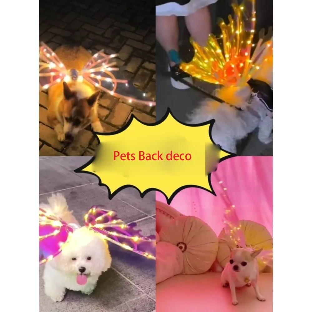 2024 Butterfly Pet Gog Cat Wing Luminescent Cute Pet Back Decoration Festival Dress Up Pet Supplies