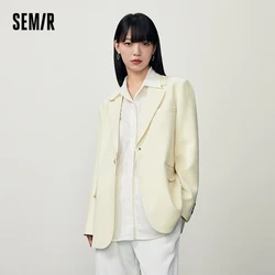 Semir 2023 Women Jacket Autumn New Mid-length Solid Color Commuter All-match Fashion Casual Suit Sweater for Women